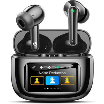 Wireless Earbuds Bluetooth Headphones with ANC Noise Cancelling and LED Display Case-Black