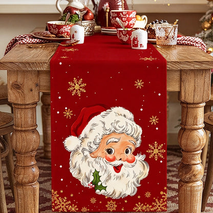Christmas Snowflake Table Runner Wrinkle Resistant Holiday Table Runner - Santa