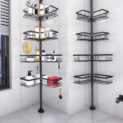 No-Drill Floor-to-Ceiling Corner Shower Caddy Adjustable Bathroom Storage Rack