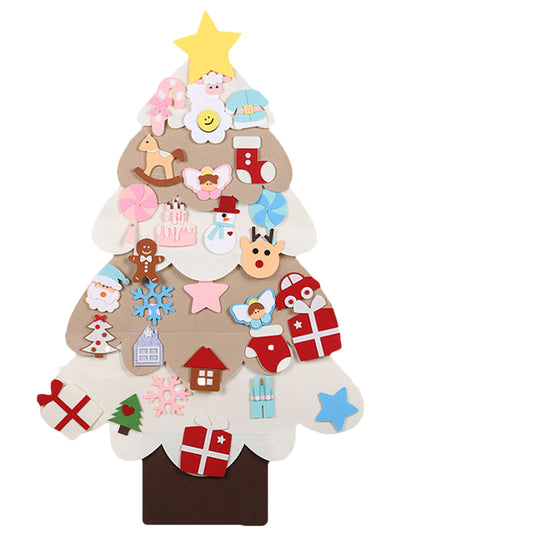 DIY Felt Christmas Tree With Light Reusable Wall Hanging Ornaments-Style 1