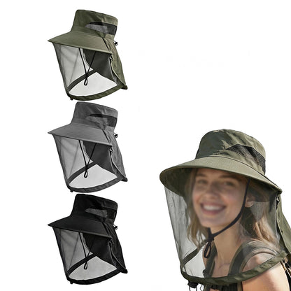 360 Protection Fishing Mosquito Hat Wide Brim Mesh Face Cover Hat