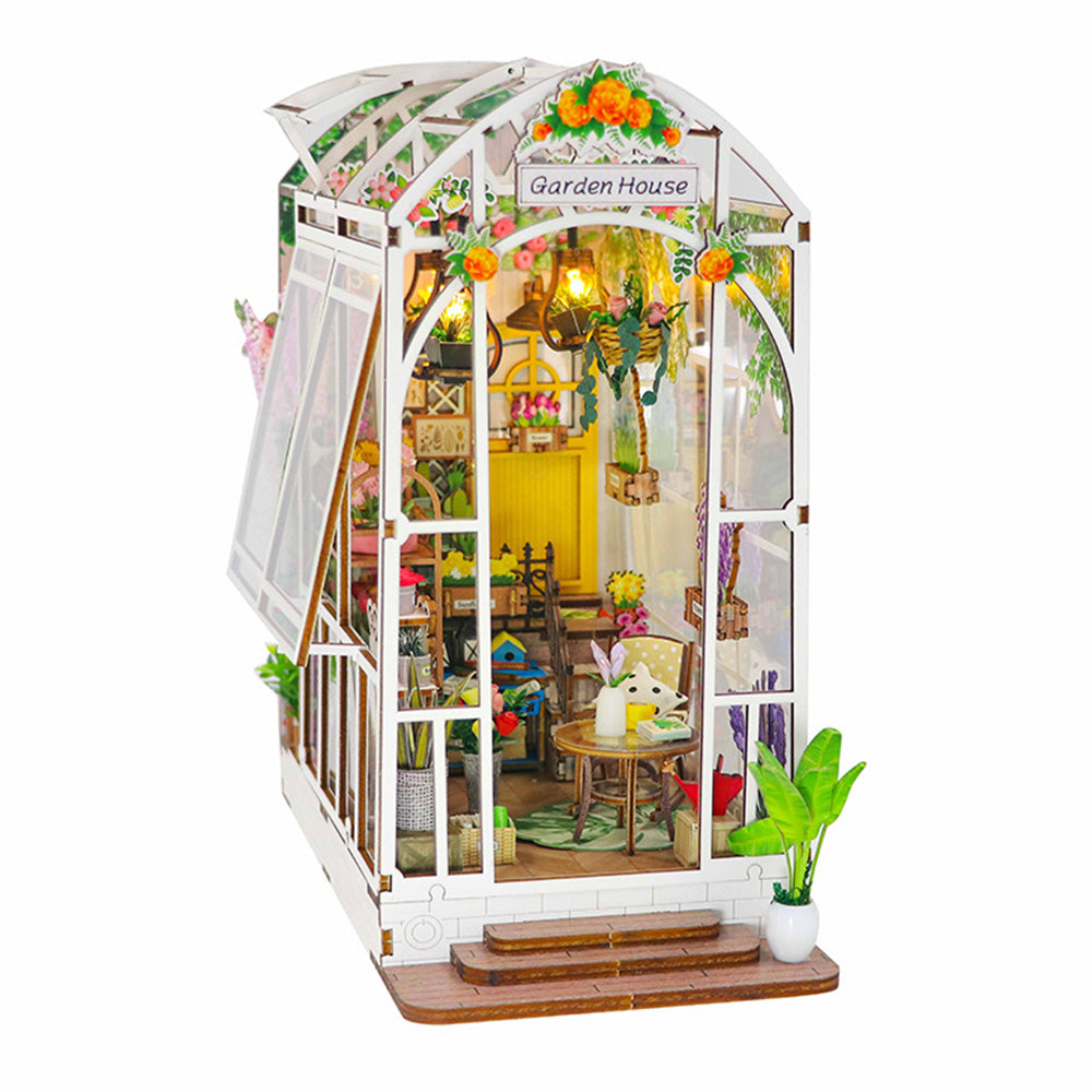 3D DIY Book Nook Puzzle Kit Garden House Miniature Dollhouse Shelf Insert
