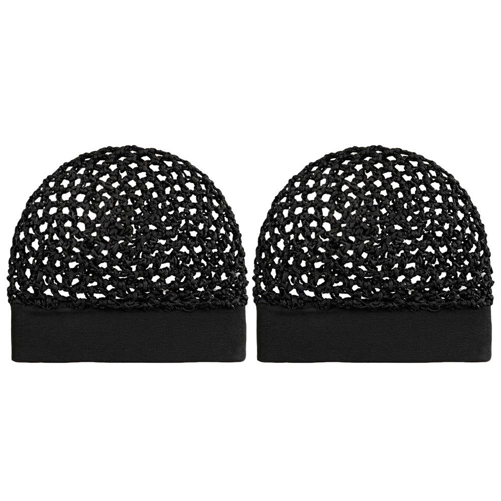 2 Pack Mesh Hair Net Cap with Wide Elastic Band Mesh Sleep Hair Bonnet Caps