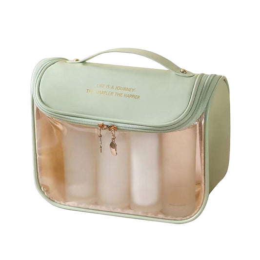 Clear Makeup Bag with Hanging Hook Toiletry Bag Traveling Accessories Organizer Green