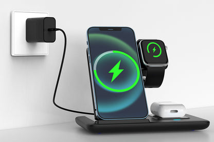 3-in-1 Fast Wireless Charger Stand Charging Station for iPhone Watch AirPods