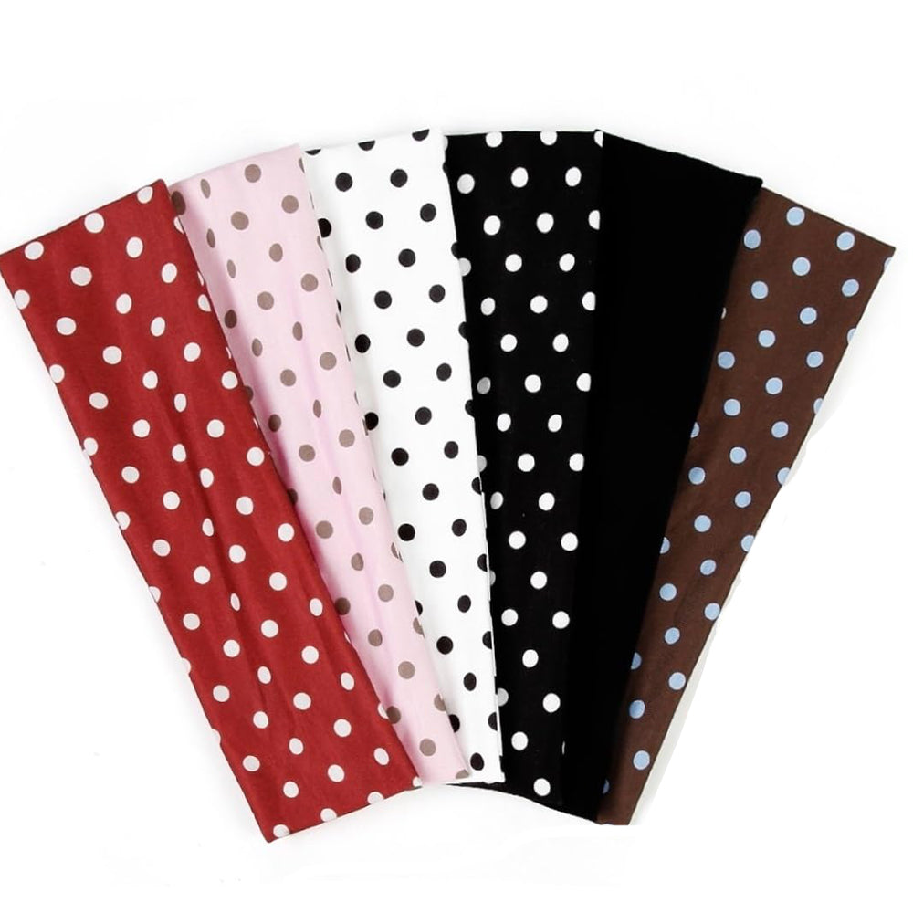 6 Pieces Polka Dot Headbands Set Retro Headbands