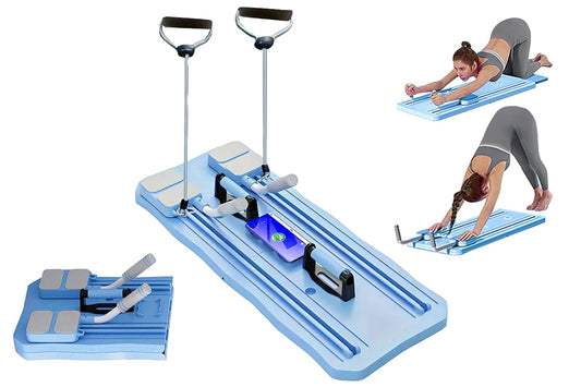 5 in 1 Pilates Reformer Board Foldable Abdominal Fitness Board with Elbow Support Gym Equipment for Weight Loss Training-Blue