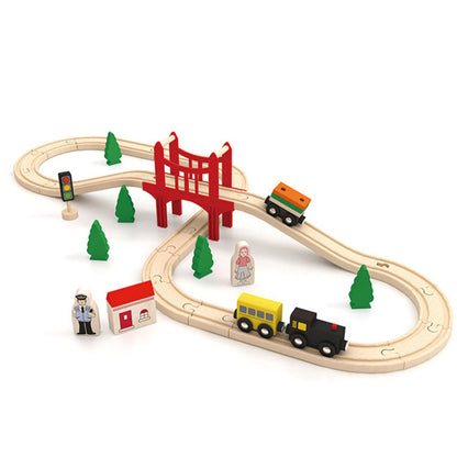 Wooden Train Set with Tracks ¨C Expandable and Changeable for Girls and Boys 6 Years Old Style 1