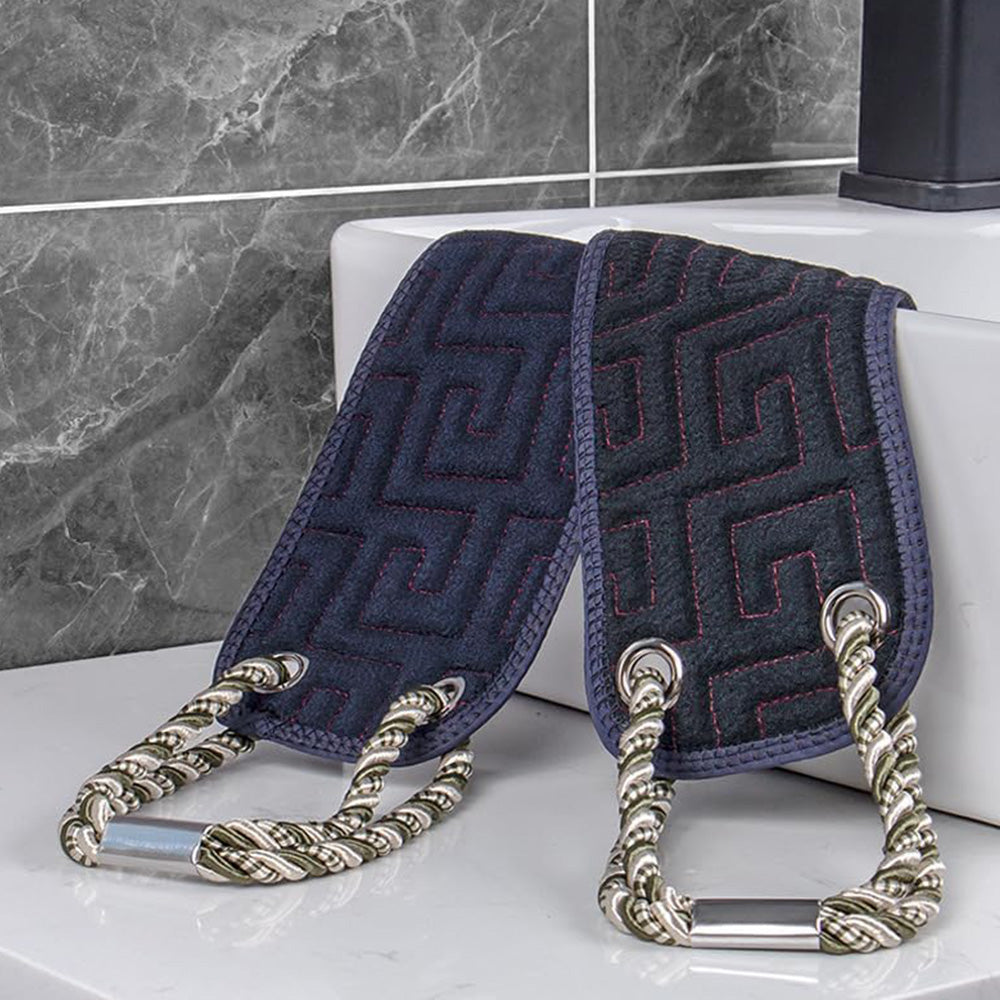 Exfoliating Back Scrubber with Handle Double-Sided Shower Body Scrub Towel Back Washer
