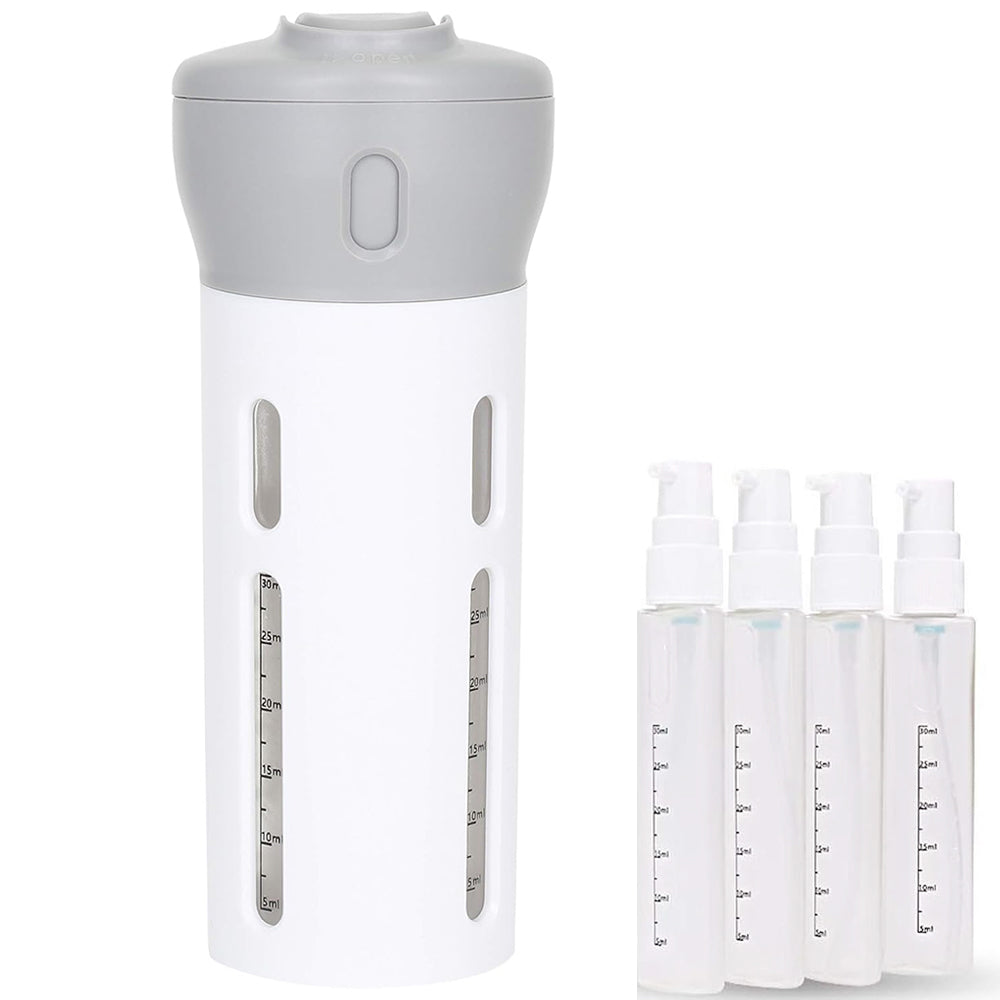 4-In-1 Travel Dispenser Bottle Set for Shampoo Lotion-Grey