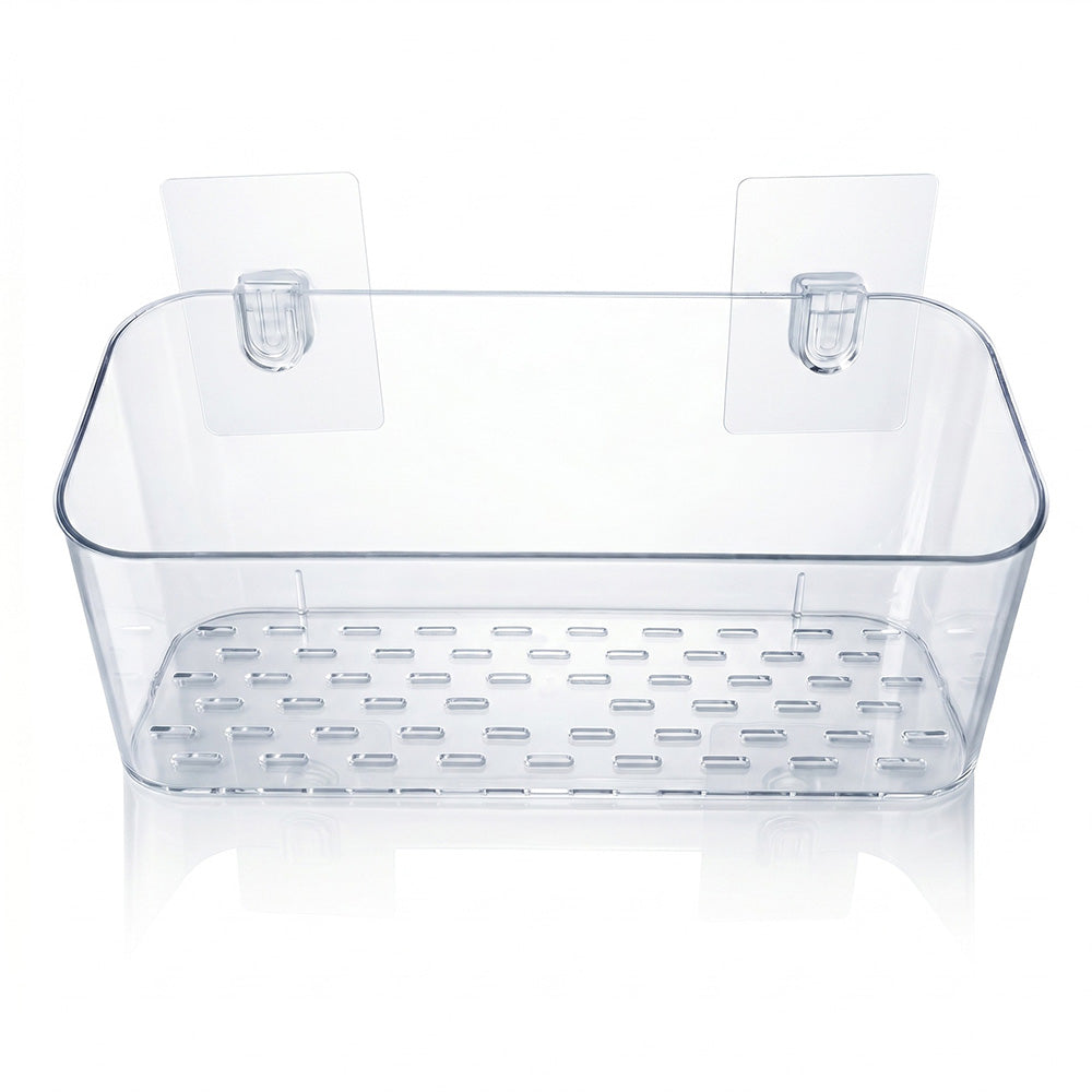 No Drill Bath Storage Wall Mounted Transparent Shower Caddy