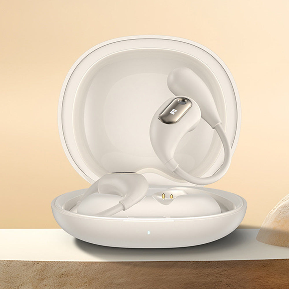 Wireless Open Ear Headphones Bluetooth 5.4 Stereo Sound Earphones with Charging Case Beige