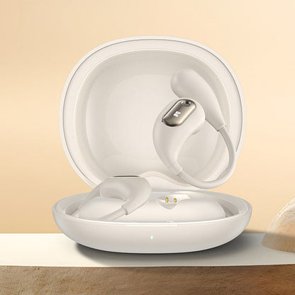 Wireless Open Ear Headphones Bluetooth 5.4 Stereo Sound Earphones with Charging Case Beige