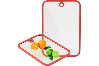 2Pcs Tempered Glass Cutting Board with Non-Slip Edges and Hanging Hole Dishwasher-security
