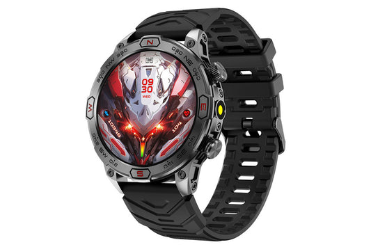 Smart Watch 1.43-Inch Fitness Watch with All Day Heart Rate Sleep Monitor Blood Oxygen Flashlight AI Voice Activity Tracker-Black