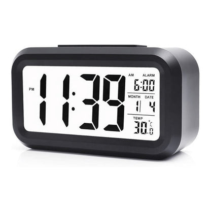 Digital Alarm Clock Battery Operated Desk Smart Clock with Night Light/Indoor Temperature Black