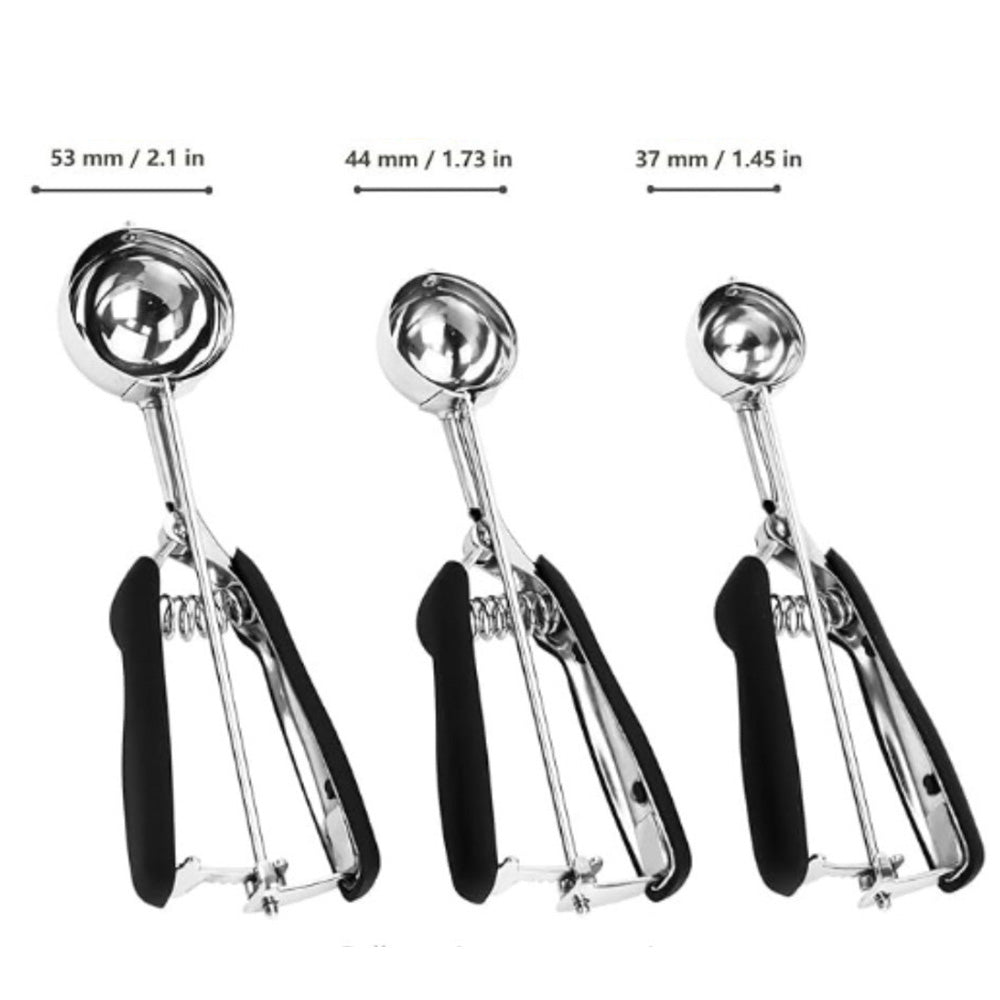 3Pcs Set Cookie Scoop Set Stainless Steel Cookie Dough Scoop Ice Cream Scoop