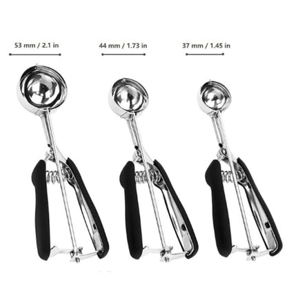 3Pcs Set Cookie Scoop Set Stainless Steel Cookie Dough Scoop Ice Cream Scoop