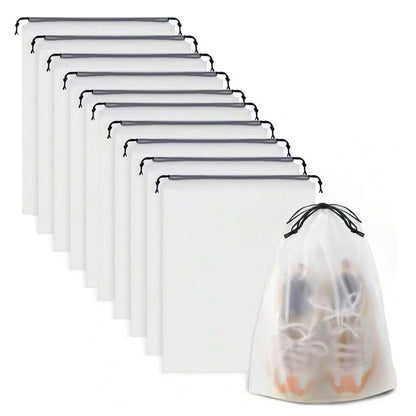 Clear Shoe Bags for Travel Waterproof Dustproof Drawstring Shoe Bags for Packing Black