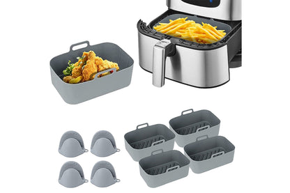 8Pcs Air Fryer Basket Reusable Silicone Pot for Home Kitchen Party Decor-Grey