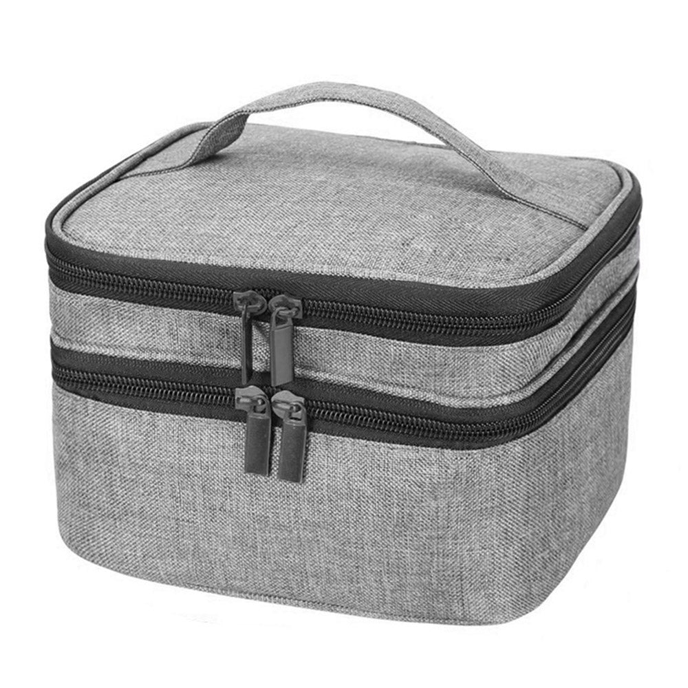 Nail Varnish Storage Bag Double-layer Nail Polish Carrying Bag Portable Organizer Bag Travel Storage Bag for Essential Oil -Gray