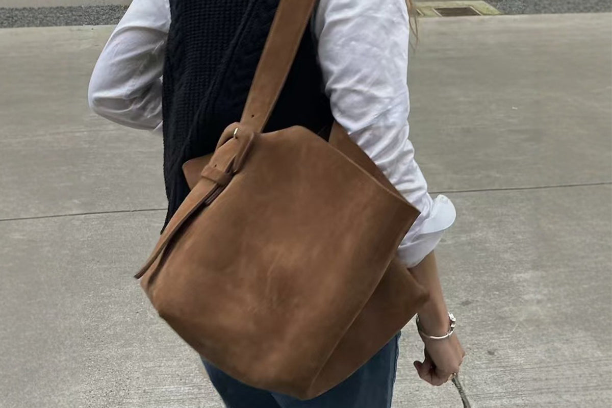 Suede Bucket Bag Suede Bag Suede Tote Bag Suede Shoulder Bag