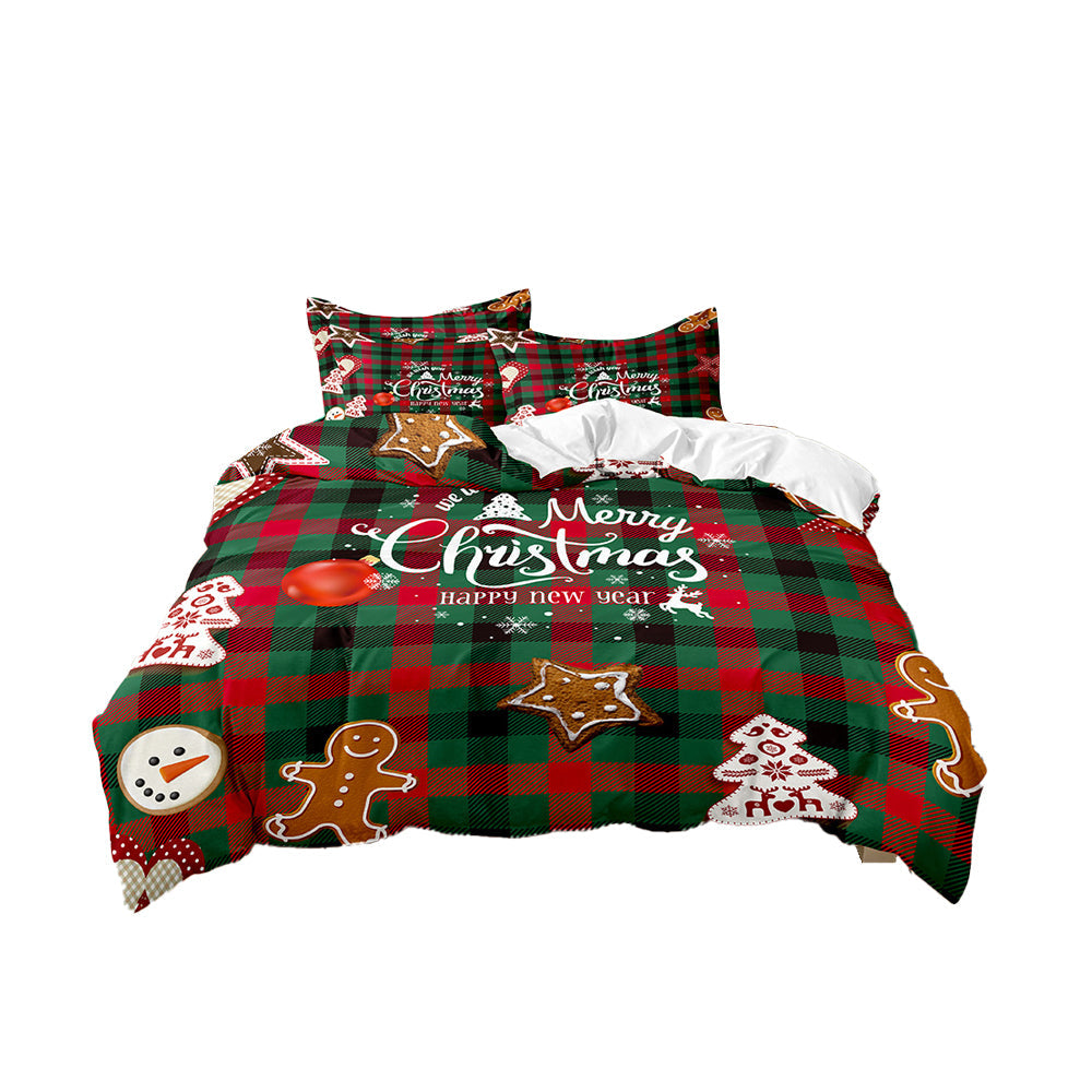 Christmas-Theme Bedding Set Quilt Cover Pillowcases Set Xmas Decor Style 1