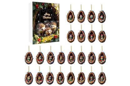 24Pcs Christmas Tree Decoration Hanging Ornaments for Home Holiday -Hedgehog
