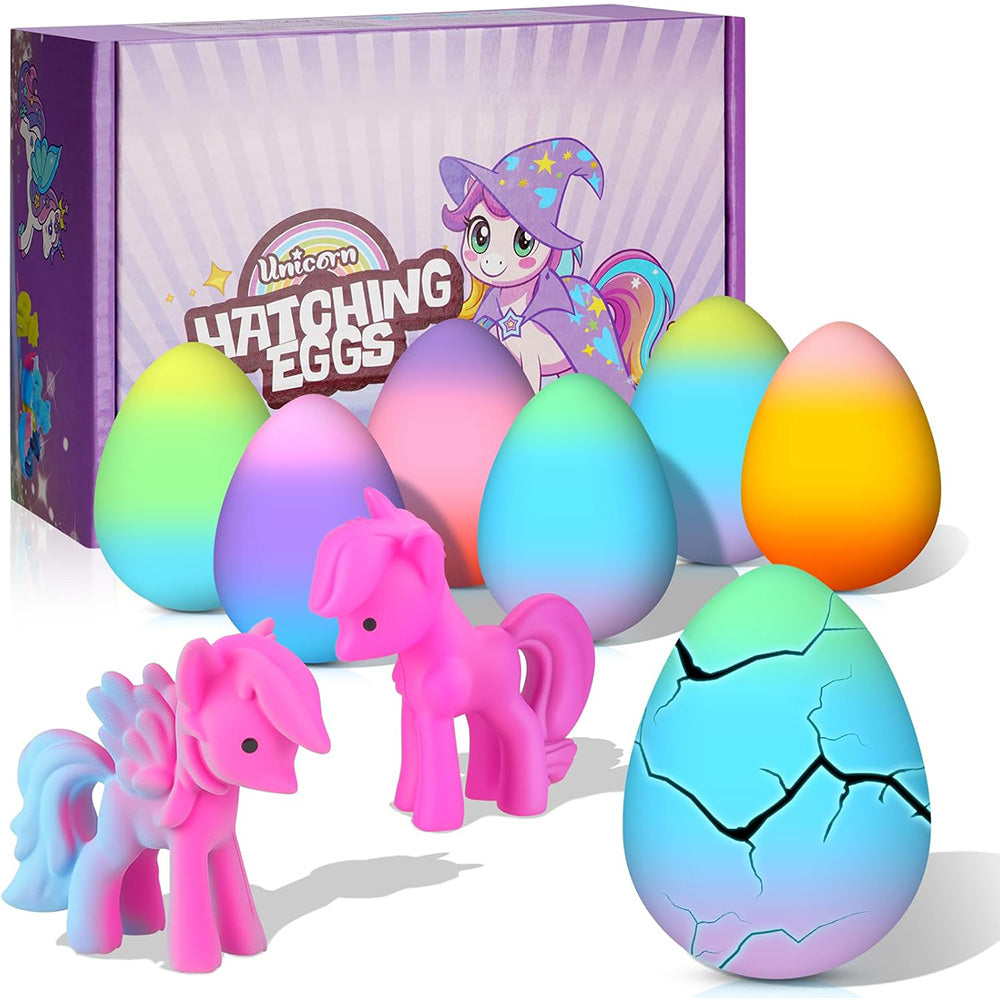6PCS Unicorn Hatching Rainbow Eggs ¨C Magic Growing Toy Set for Kids