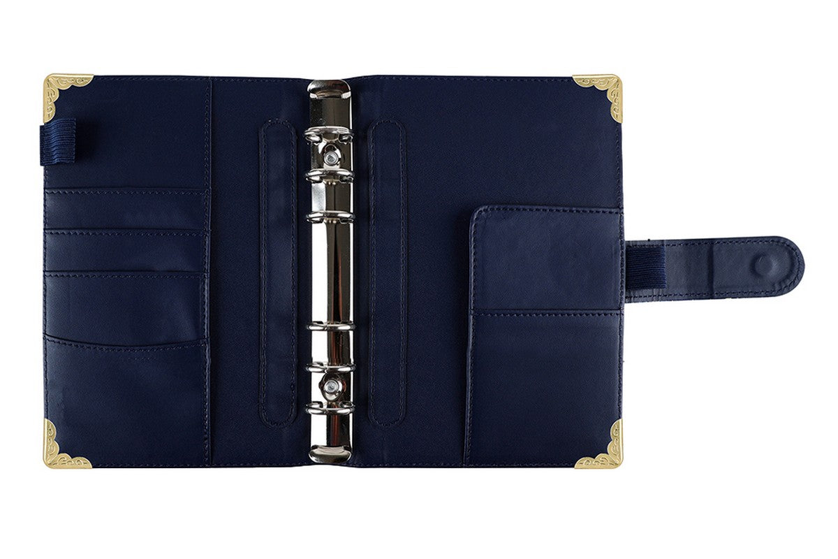 PU Leather Binder Money Organizer Cash Envelopes With 12 Zipper-Dark blue