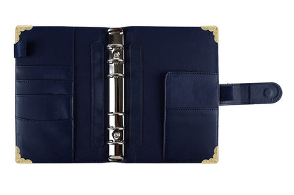PU Leather Binder Money Organizer Cash Envelopes With 12 Zipper-Dark blue