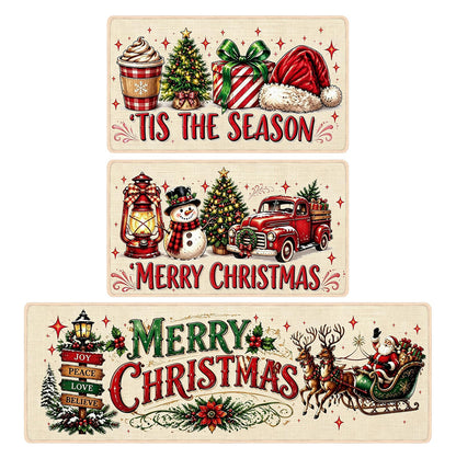 3 Piece Christmas Kitchen Floor Mat Set - Carriage