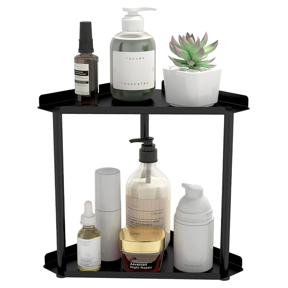 2-Tier Storage Rack ââ‚?Perfume & Skincare Organizer for Home Black