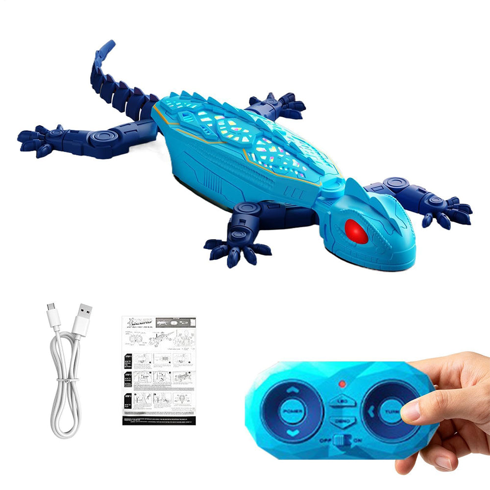 Remote Control Wall Climbing Gecko Toy with LED Lights - Blue