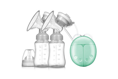Double Electric Breast Pump Portable And Rechargeable Extractor For Breastfeeding Moms-Green
