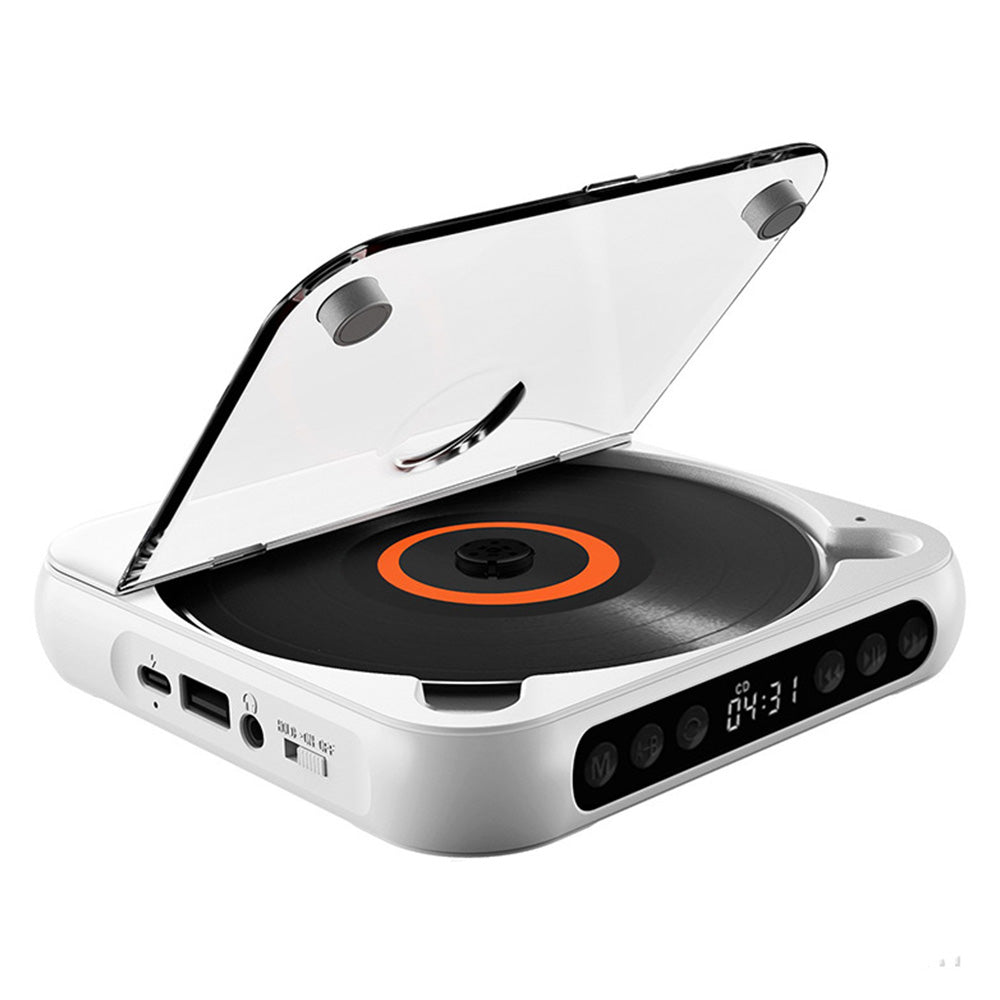 Portable Bluetooth CD Player Supports USB /Wired Playback Rechargeable Walkman White