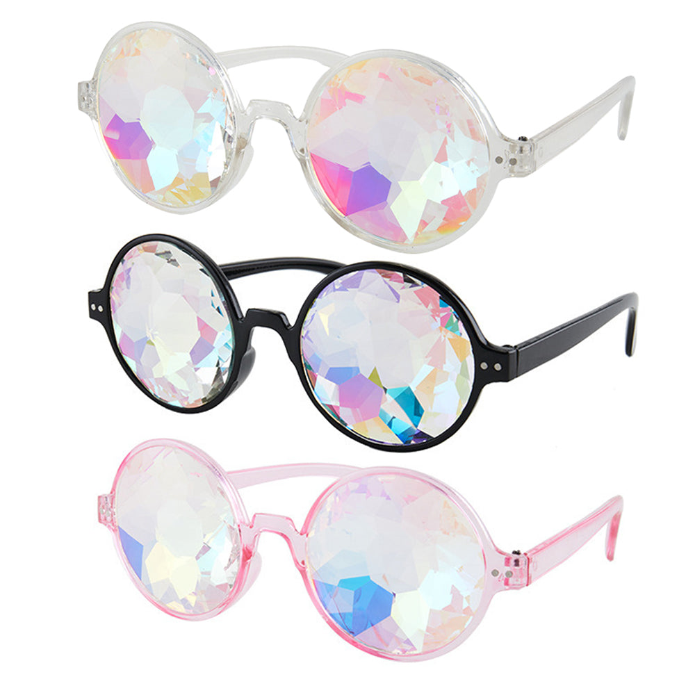 3Pairs of  Kaleidoscope Rave Glasses Festivals Rainbow Prism Refraction Glasses