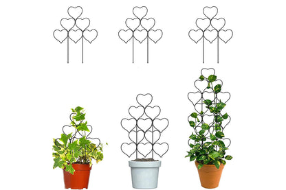Plant Trellis for Climbing Plants Black Heart Metal Stackable Garden Trellis for Vine Ivy Flower Potted Plants