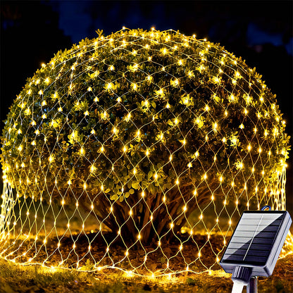 Solar Outdoor Mesh Lights Bush Lights 8 Modes Christmas Net Light - Warm White
