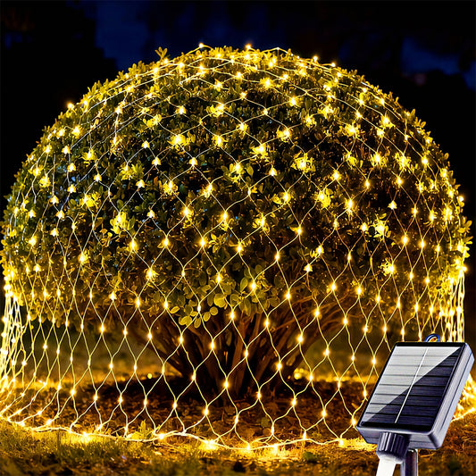 Solar Outdoor Mesh Lights Bush Lights 8 Modes Christmas Net Light - Warm White