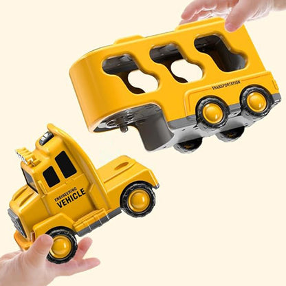 Construction Truck Toys with 6 Mini Cars for Kids Electric Carrier Toy Set