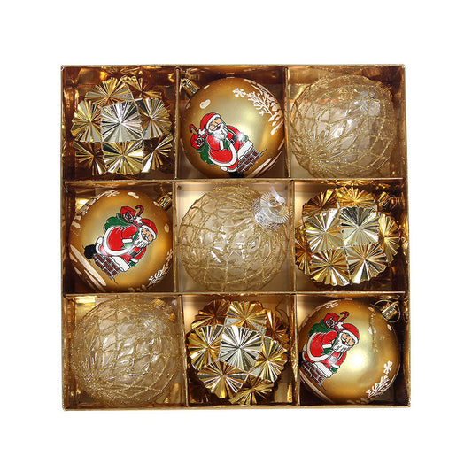 9Pcs Christmas Tree Christmas Balls Decorations Baubles Party Ornaments Gift Pack Gold