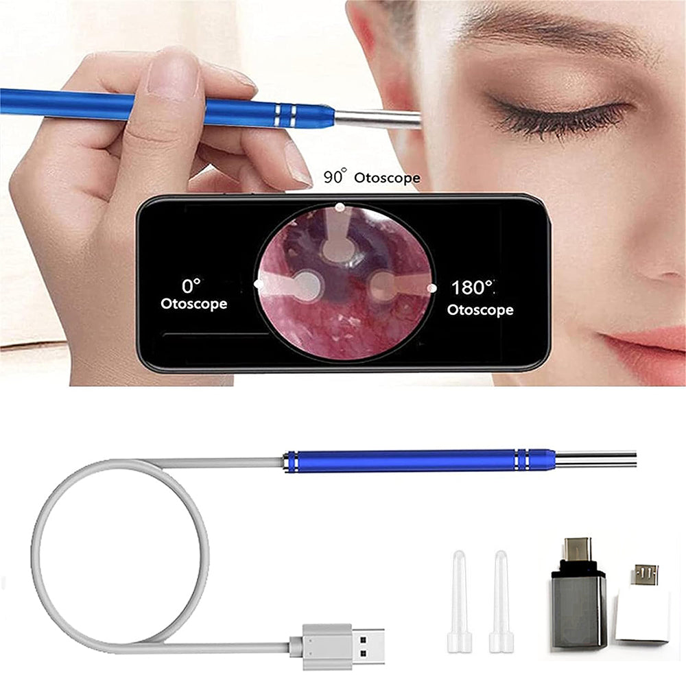 Visual Ear Cleaner Ear Stick Endoscope Earpick Camera Otoscope with 6 LED Lights -Blue