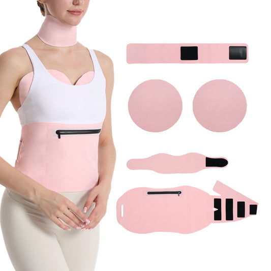 4-Pieces Set Castor Oil Wrap Packs with A Waist Extension Strap Reusable Compress Castor Oil Wrap for Waist Breast and Neck