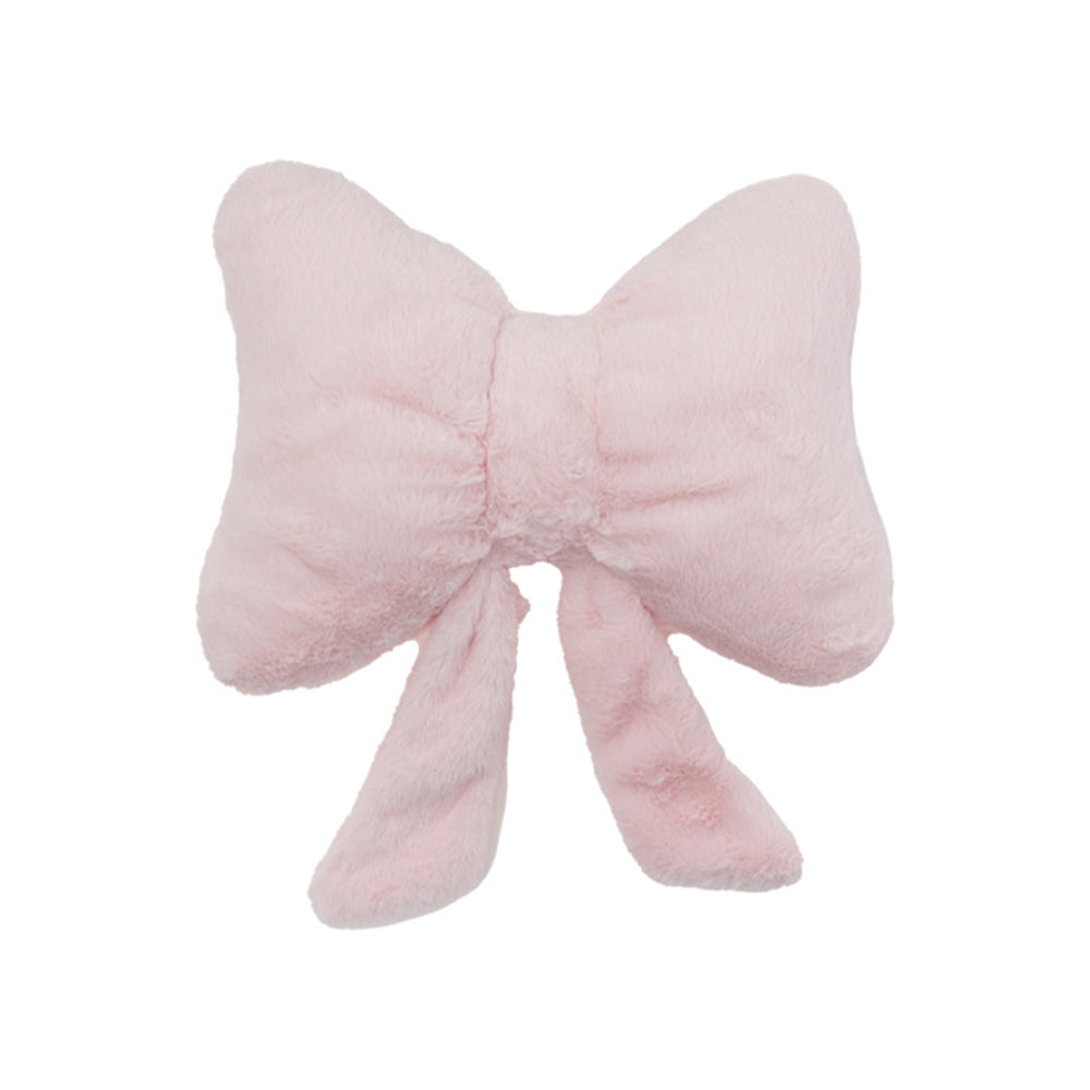 Soft Furry Bow Throw Pillow Plush Decorative Cushion Pink