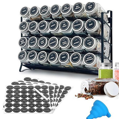 4 Tier Carbon Steel Spice Rack with Optional 28 Jars Labels