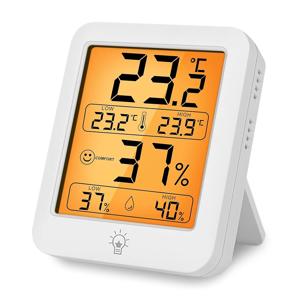 Digital Indoor Thermometer Hygrometer Large LCD Display with Touch Backlight