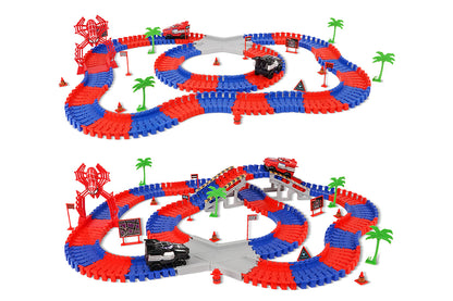 212Pcs Set Spider Toys for Boys Spider Race Track with 2 Cars Birthday Gifts