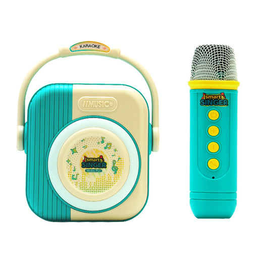 Wireless Bluetooth Karaoke Speaker with Microphone Home KTV Singing Toy-Green