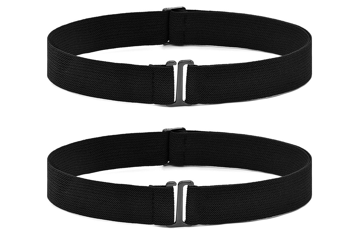 2Pcs Adjustable Stretch Belt Invisible Elastic Waistband for Pants Jeans -Black